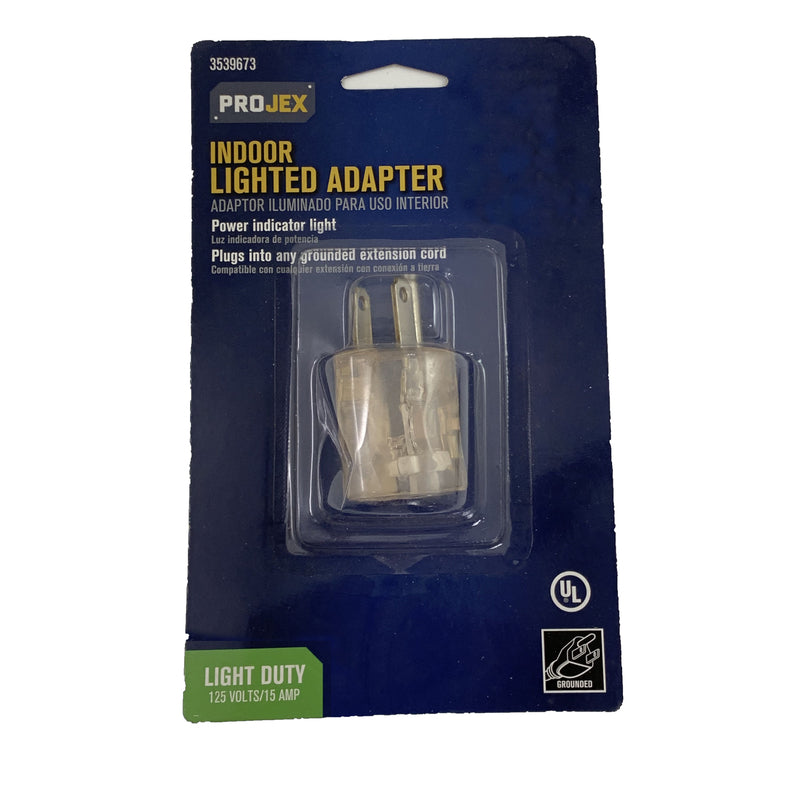 PROJEX - Projex Grounded 1 outlets Adapter w/Light 1 pk
