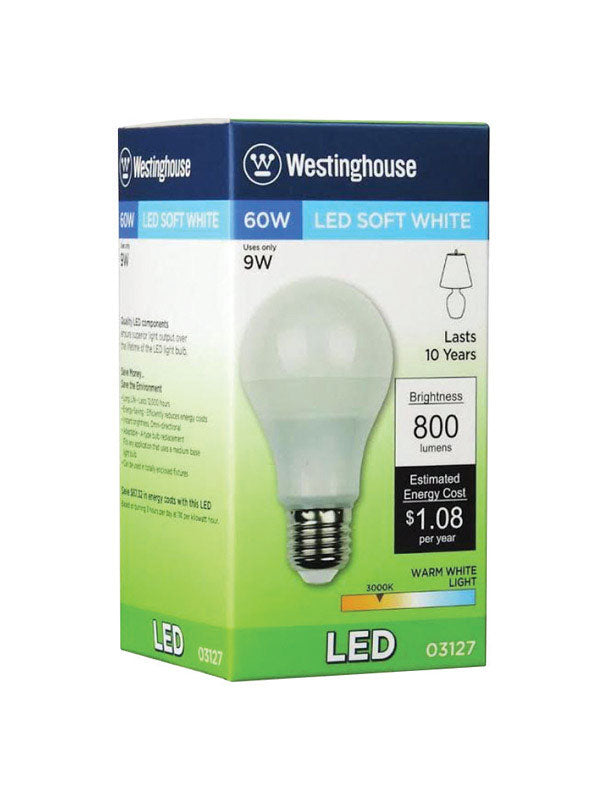 WESTINGHOUSE - Westinghouse Omni Directional A19 G13 (Medium Bi-Pin) LED Bulb Warm White 60 Watt Equivalence 1 pk - Case of 6