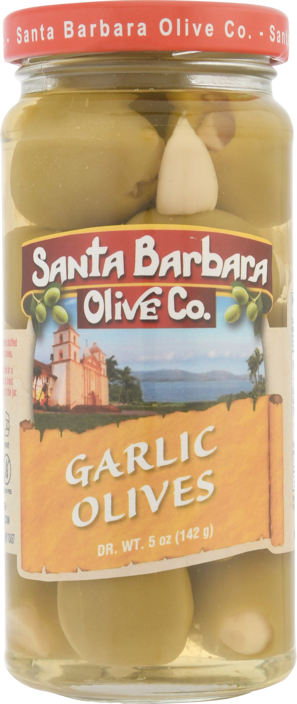 Santa Barbara Olive Co. Garlic Olives 5 oz - Case of 6