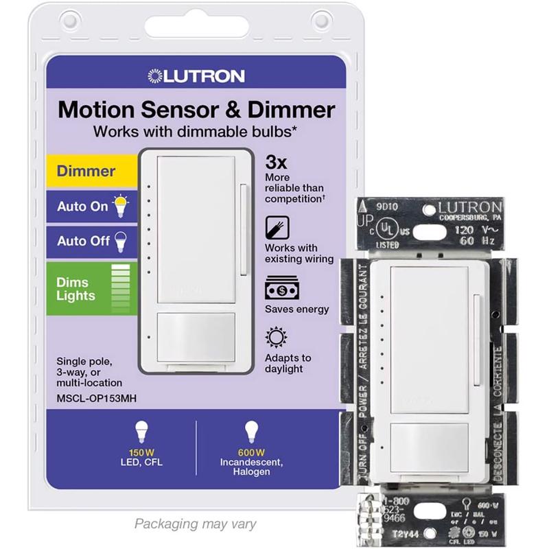 LUTRON - Lutron Maestro White 150 W 3-Way Dimmer Switch 1 pk [MSCL-OP153MH-WH]