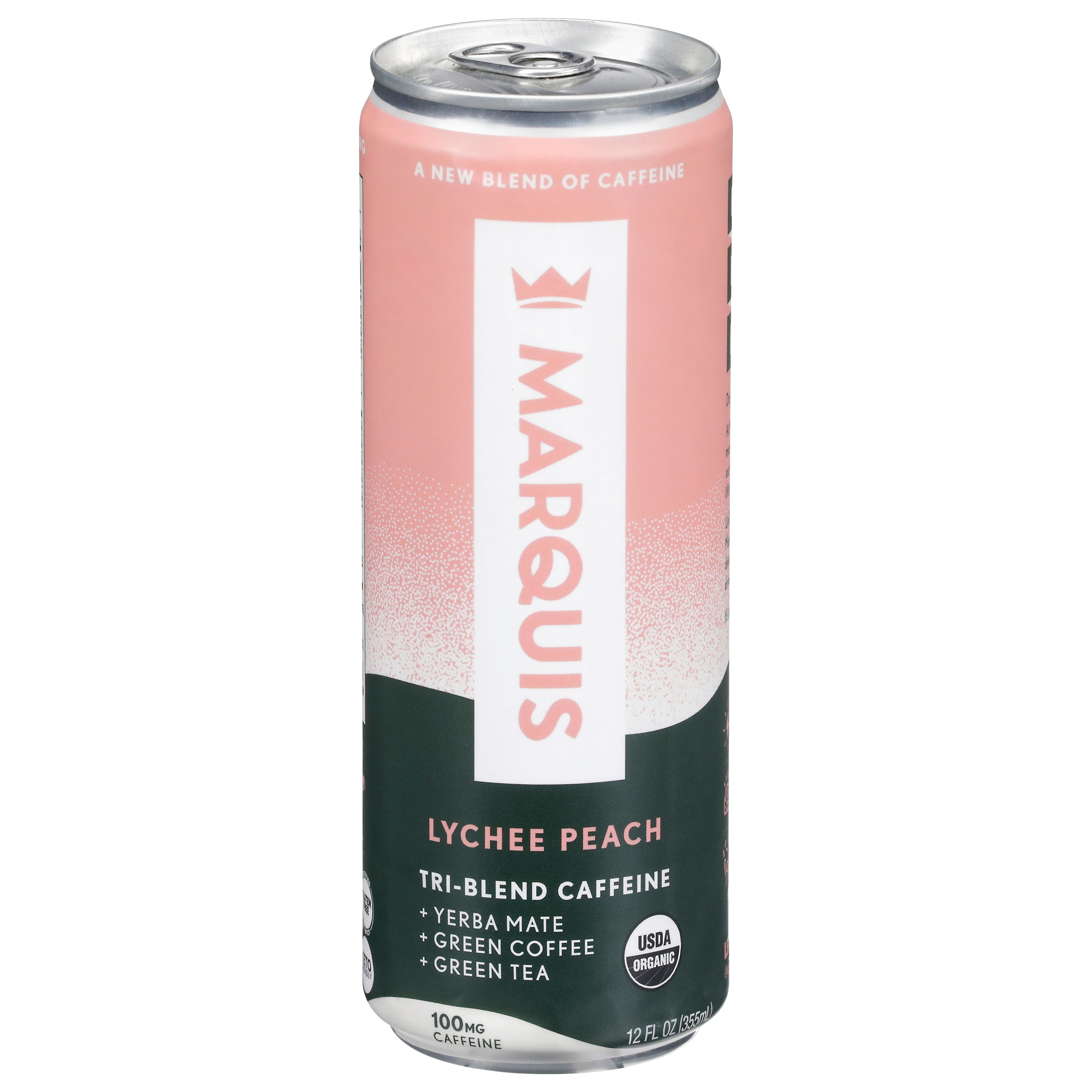 Marquis Organic Lychee Peach Energy Drink 12 fl oz - Case of 12