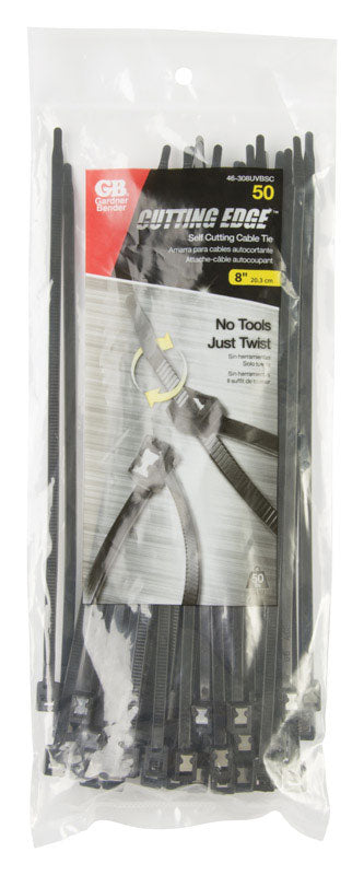 GARDNER BENDER - Gardner Bender 8 in. L Black Self-Cutting Cable Tie 50 pk