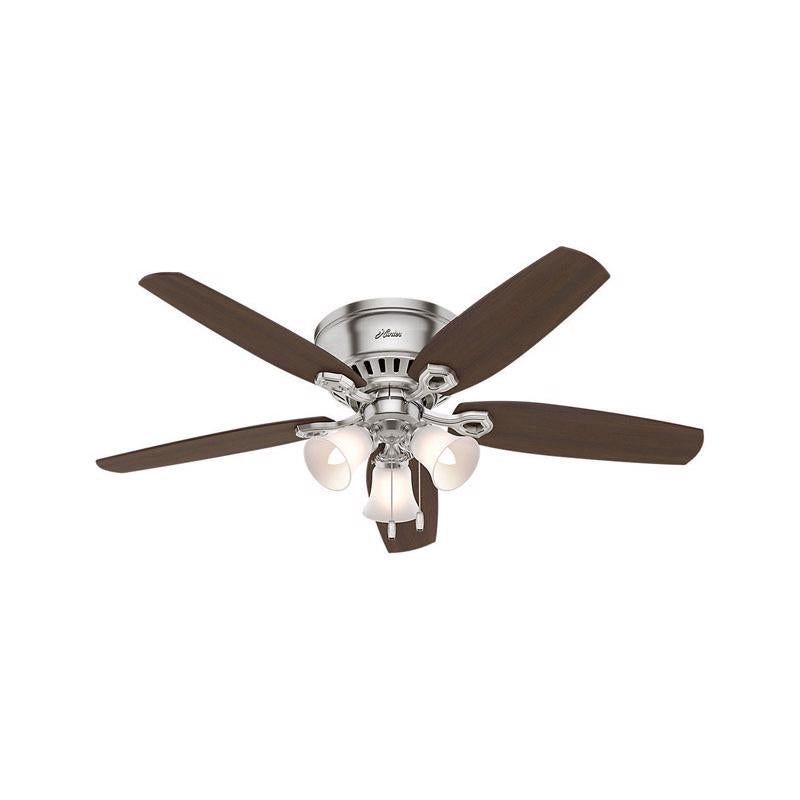 HUNTER - Hunter Builder 52 in. Brushed Nickel Brown Incandescent Indoor Ceiling Fan