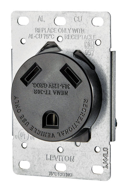 LEVITON - Leviton 30 amps 125 V Black Outlet TT-30R 1 pk