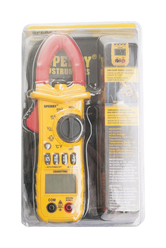 SPERRY - Sperry AC Voltage 0-600, DC Voltage 0-600, Resistance 600 Ohms Clamp-On Meter 1 pk