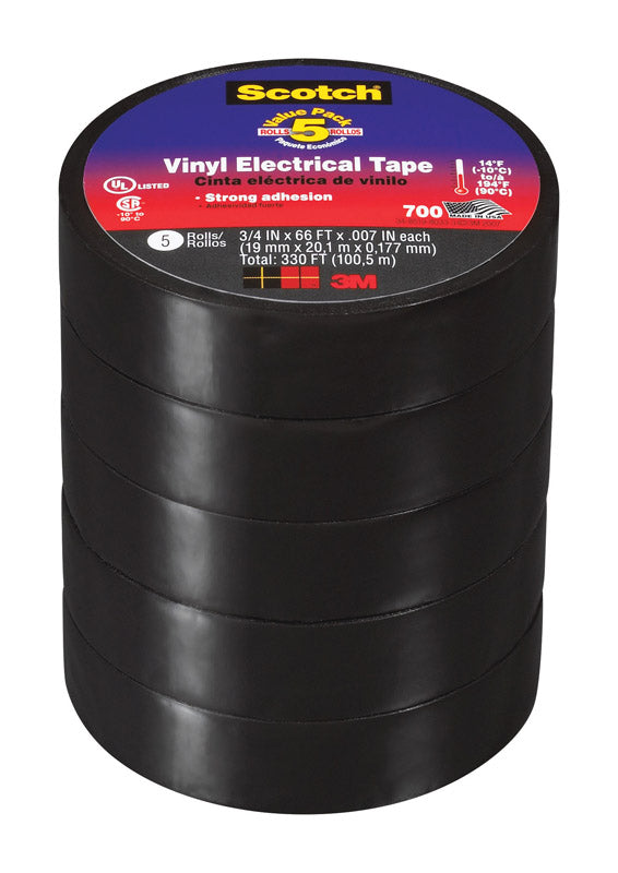 SCOTCH - 3M Scotch 3/4 in. W X 66 ft. L Black Vinyl Electrical Tape [24413-BA-6]