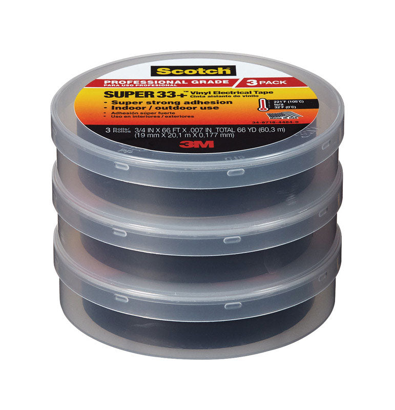 SCOTCH - Scotch 3/4 in. W X 66 ft. L Black Vinyl Electrical Tape - Case of 6 [6132-BA-3PK-6]