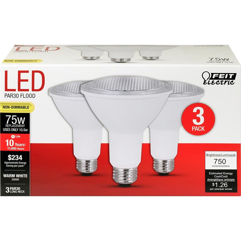 FEIT - Feit PAR30 E26 (Medium) LED Bulb Warm White 75 Watt Equivalence 3 pk