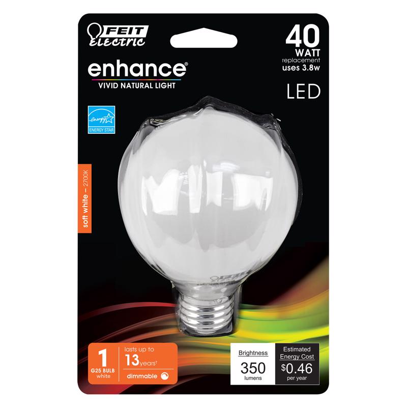 FEIT - Feit G25 E26 (Medium) LED Bulb Soft White 40 Watt Equivalence 1 pk [G2540W927CAFLRP]