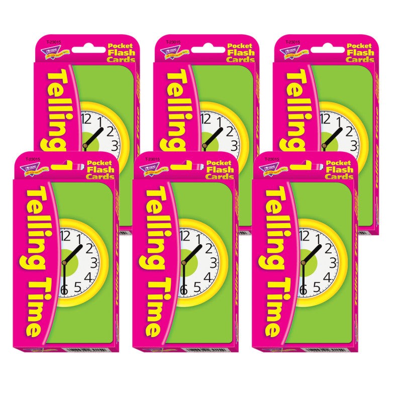 TREND - Telling Time Pocket Flash Cards, 6 Packs