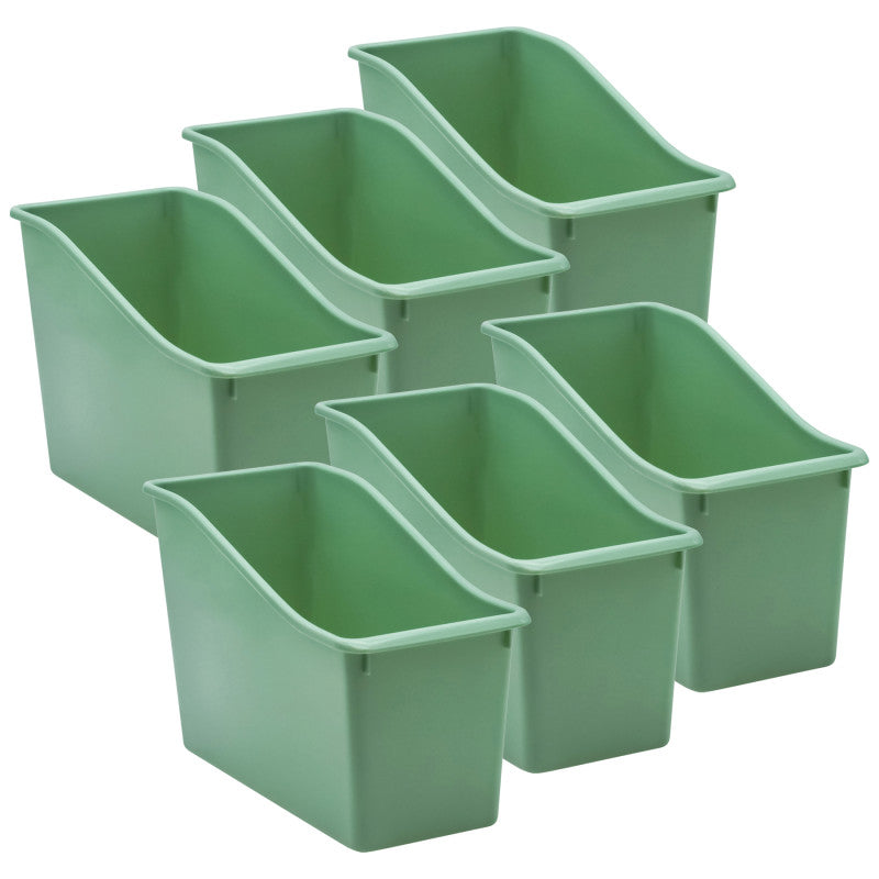 TEACHER CREATED RESOURCES - Eucalyptus Green Plastic Book Bin, Pack of 6