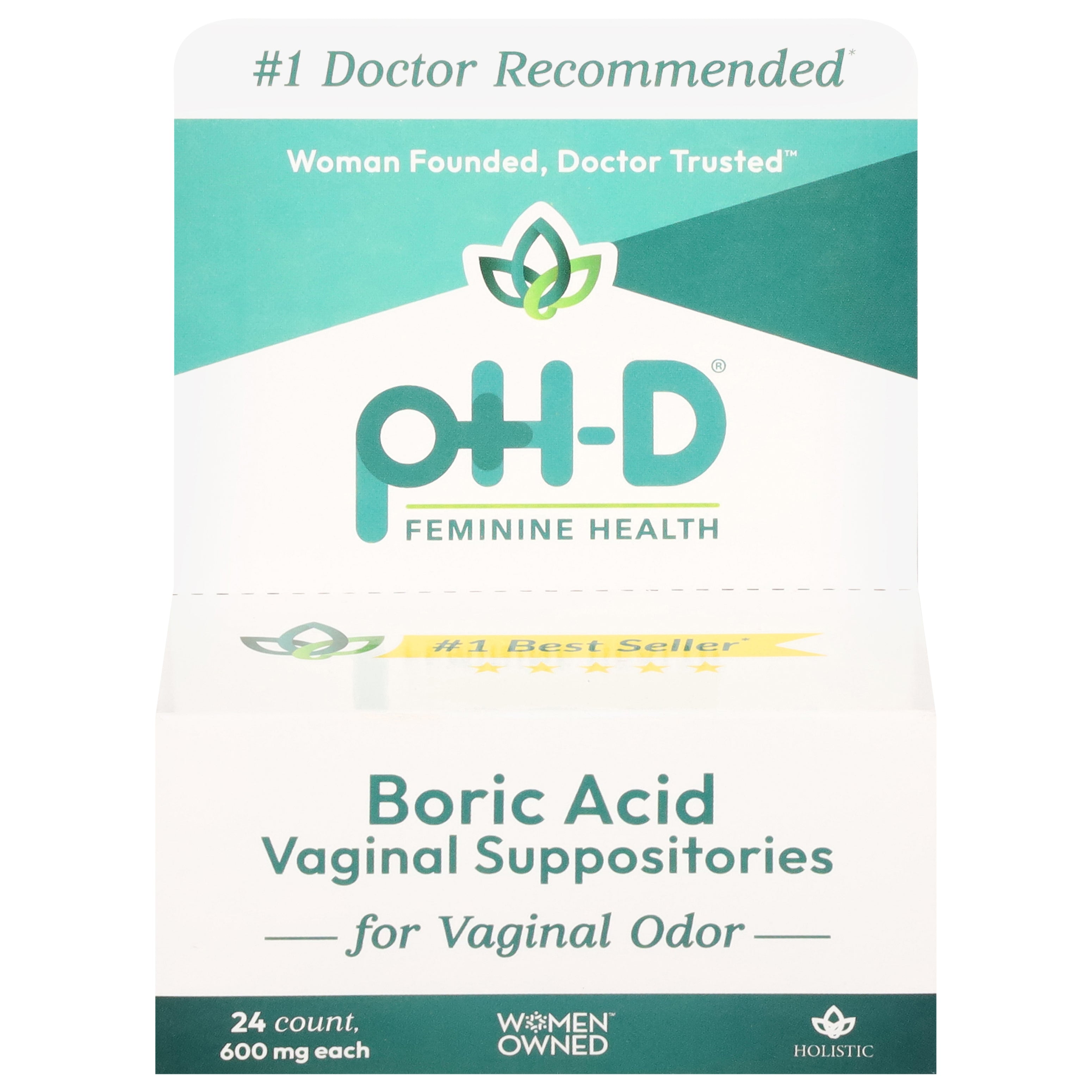 pH-D Feminine Health  Boric Acid Vaginal Suppositories 24 ea - Case of 4