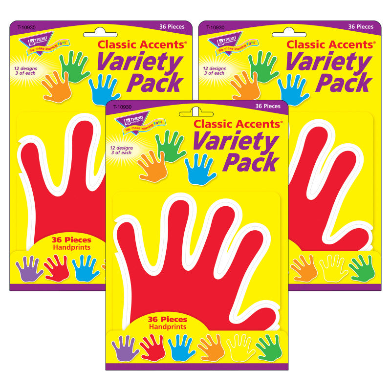 TREND - Handprints Classic Accents® Variety Pack, 36 Per Pack, 3 Packs