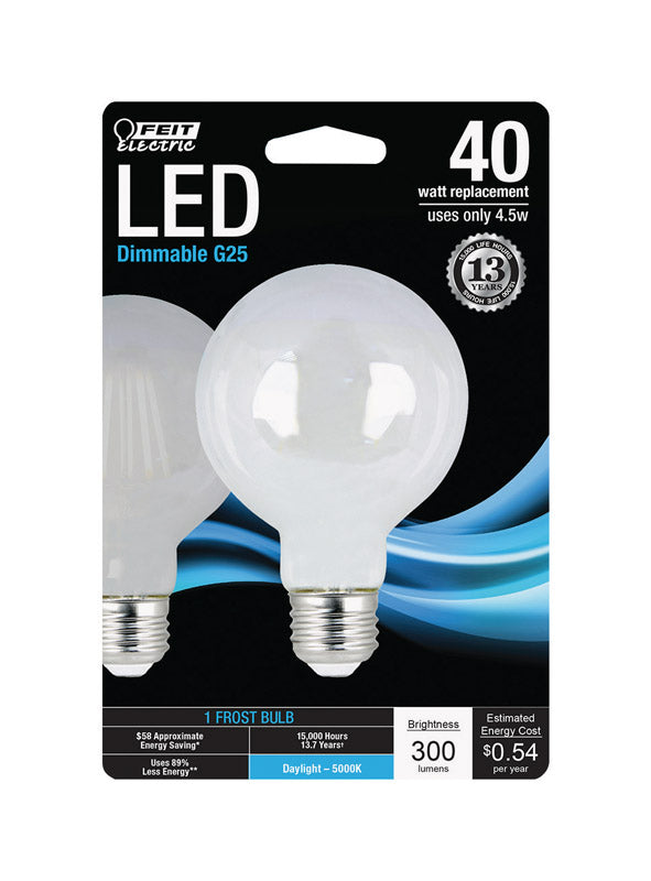 FEIT - Feit G25 E26 (Medium) LED Bulb Daylight 40 Watt Equivalence 1 pk