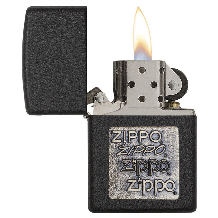 Zippo Windproof Lighter Black Crackle¬Æ Gold Zippo Logo