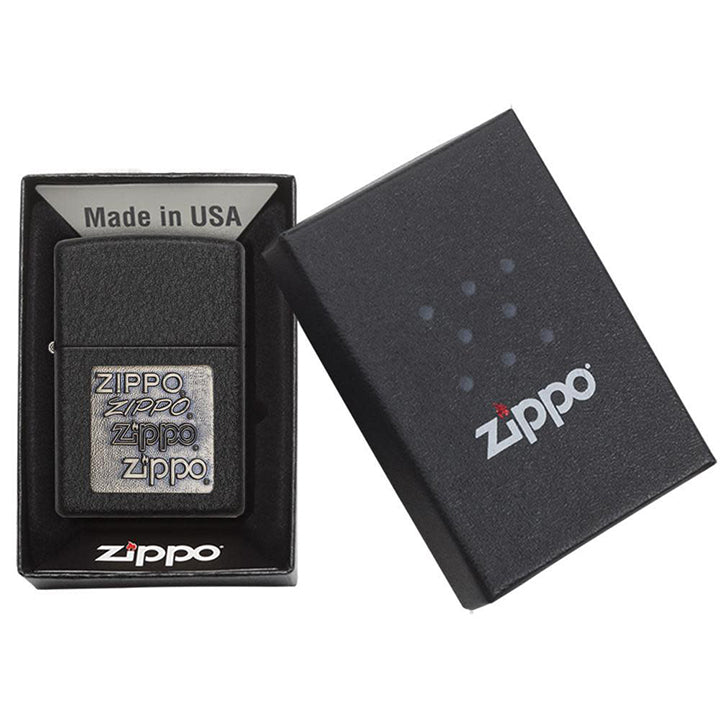Zippo Windproof Lighter Black Crackle¬Æ Gold Zippo Logo