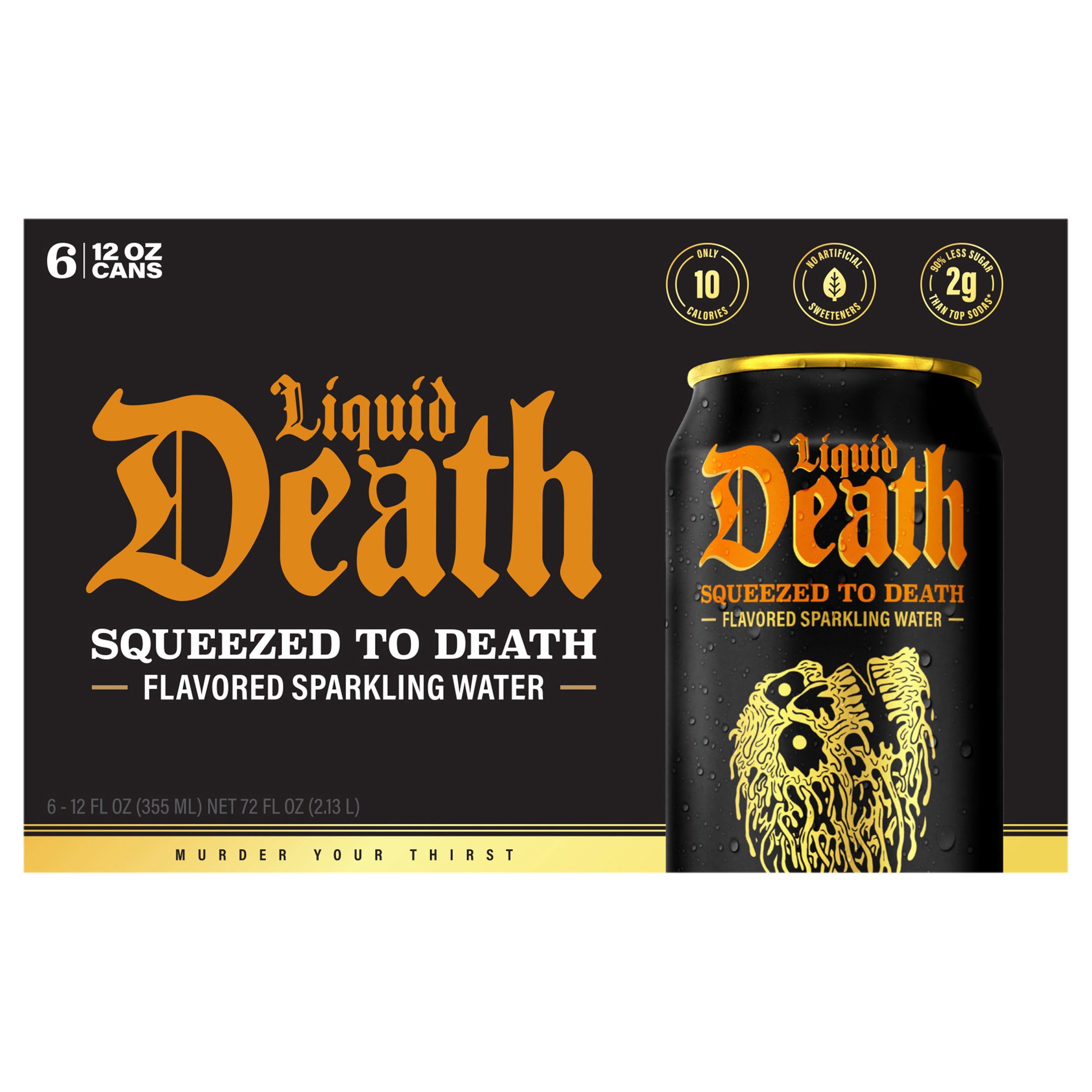 Liquid Death, Squeezed to Death, Orange-Flavored Sparkling Water - Case of 4