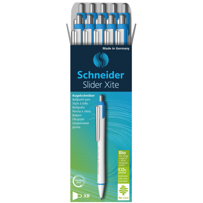 SCHNEIDER - Slider Xite XB Refillable + Retractable Ballpoint Pen, 1.4 mm, Black Ink, Box of 10 Pens