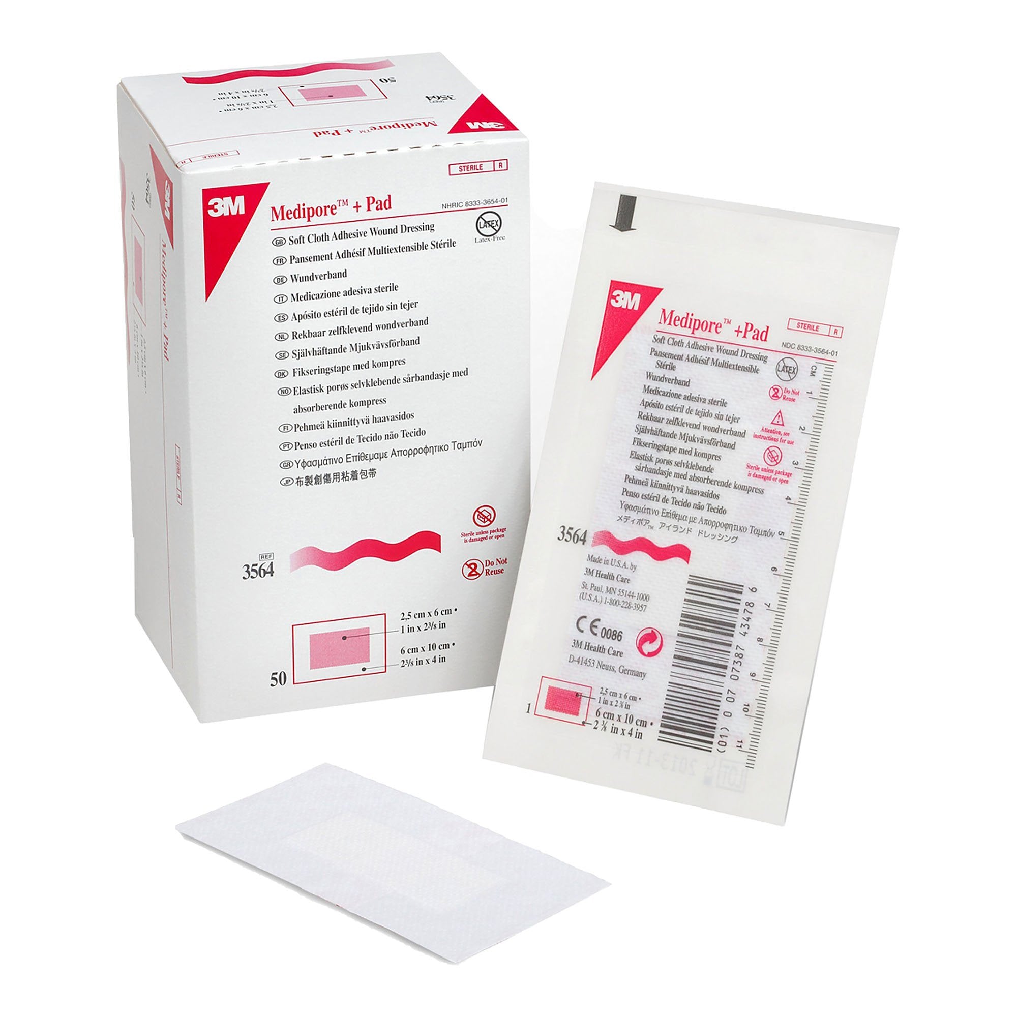 Solventum Corporation - Composite Dressing 3M™ Medipore™ 2-3/8 X 4 Inch Rectangle Sterile Nonwoven Backing [200/CS]