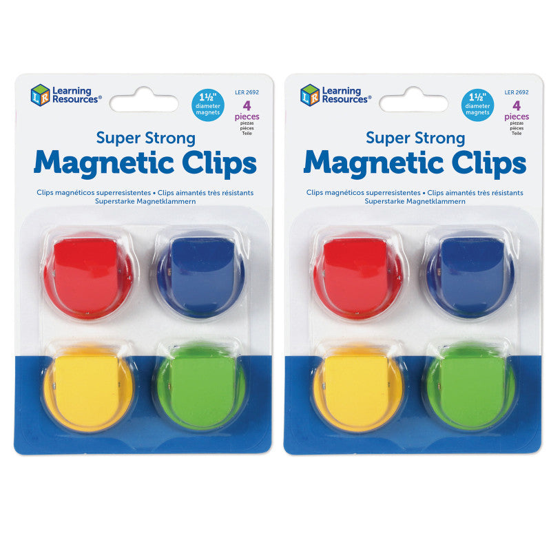 LEARNING RESOURCES - Super Strong Magnetic Clips, 1 1/2" Diameter, 4 Per Pack, 2 Packs