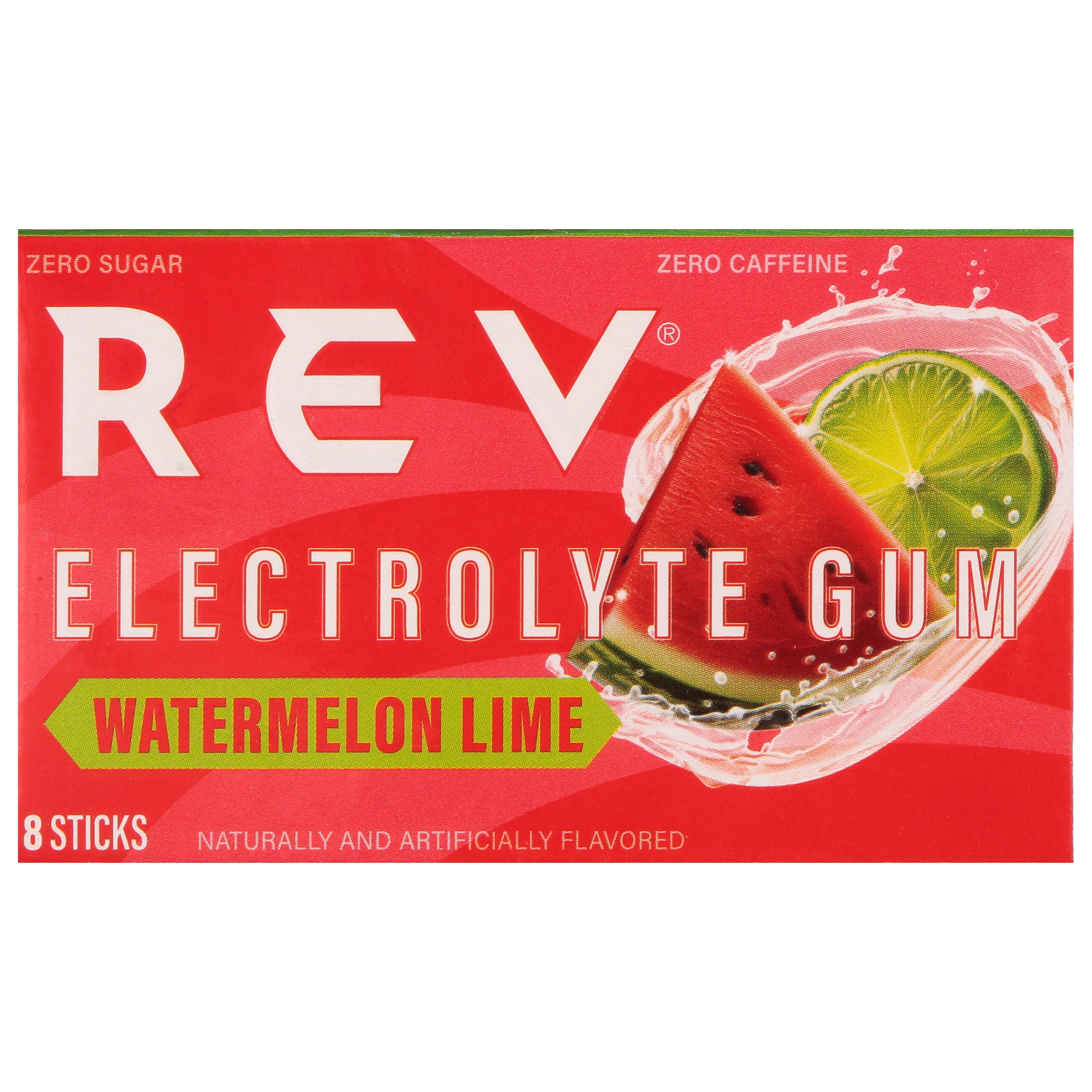 Rev Zero Sugar Zero Caffeine Watermelon Lime Electrolyte Gum 8 Sticks - Case of 12
