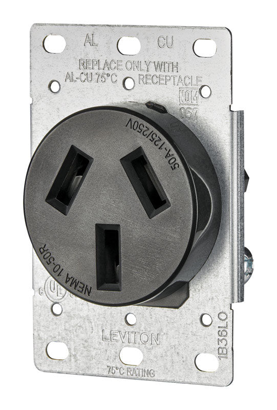 LEVITON - Leviton 50 amps 125/250 V Duplex Black Outlet 10-50R 1 pk