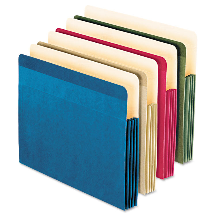 Pendaflex - Recycled Colored File Pocket, 3.5" Expansion, Letter Size, Assorted Colors, 4/Pack