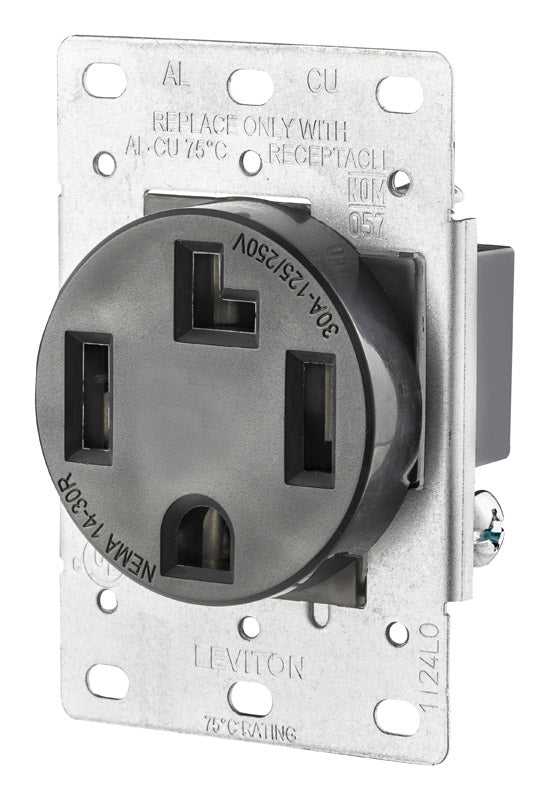 LEVITON - Leviton 30 amps 125/250 V Duplex Black Outlet 14-30R 1 pk