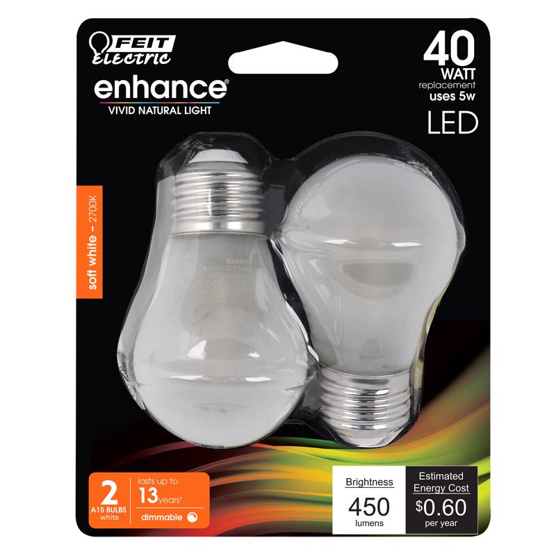 FEIT - Feit LED Filament A15 E26 (Medium) LED Bulb Soft White 40 Watt Equivalence 2 pk