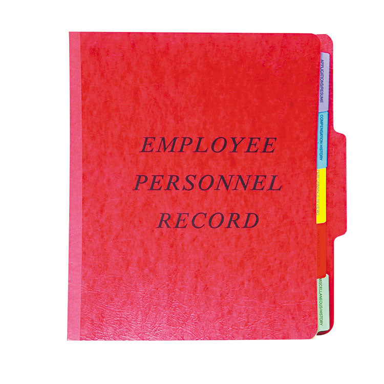 Pendaflex - Vertical-Style Personnel Folders, 2" Expansion, 5 Dividers, 2 Fasteners, Letter Size, Red Exterior