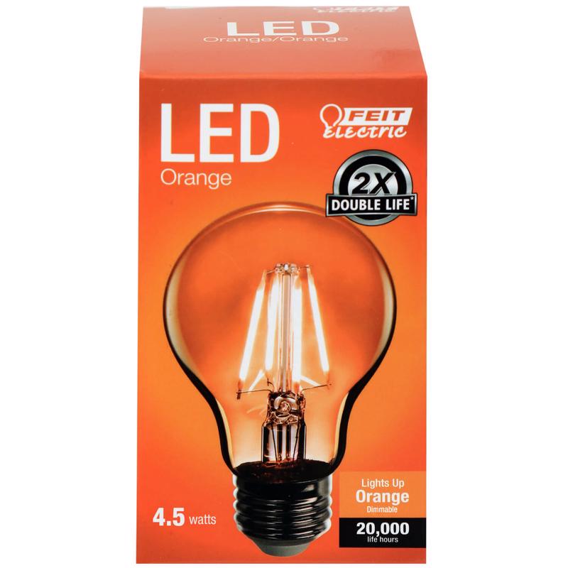 FEIT - Feit A19 E26 (Medium) Filament LED Bulb Orange 30 Watt Equivalence 1 pk