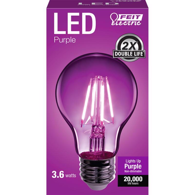 FEIT - Feit A19 E26 (Medium) Filament LED Bulb Purple 30 Watt Equivalence 1 pk