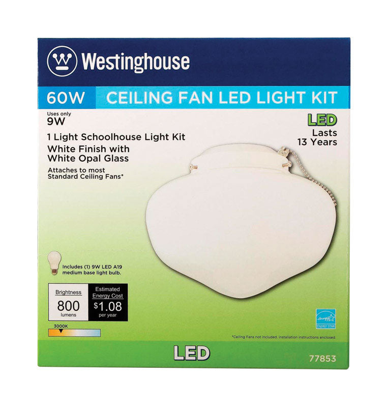 WESTINGHOUSE - Westinghouse Semi-Gloss White Schoolhouse Ceiling Fan Light Kit