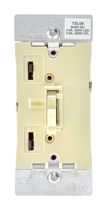 LEVITON - Leviton Ivory 600 W Toggle Dimmer Switch 1 pk