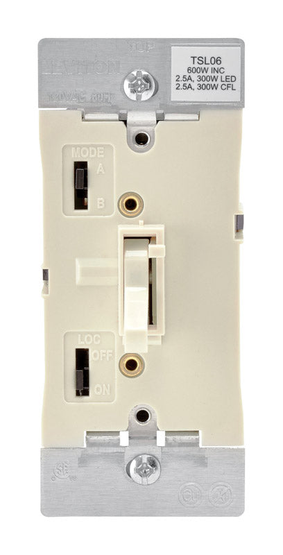 LEVITON - Leviton Light Almond 600 W Toggle Dimmer Switch 1 pk