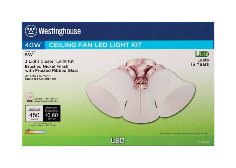 WESTINGHOUSE - Westinghouse Brushed Nickel Brown Cluster Ceiling Fan Light Kit