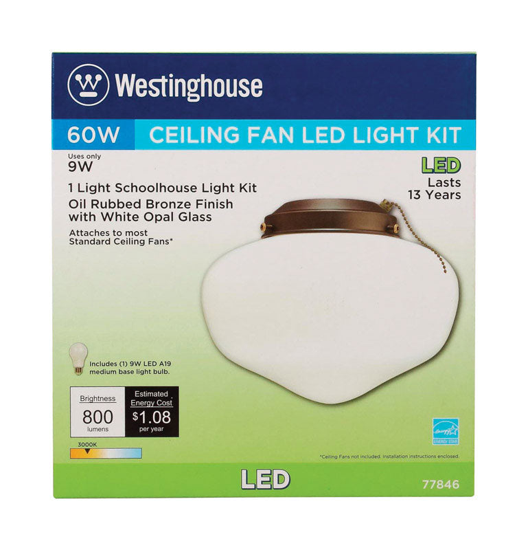 WESTINGHOUSE - Westinghouse Oil Rubbed Bronze White Schoolhouse Ceiling Fan Light Kit