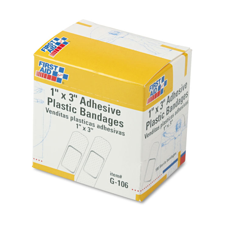 First Aid Only - Plastic Adhesive Bandages, 1 x 3, 100/Box