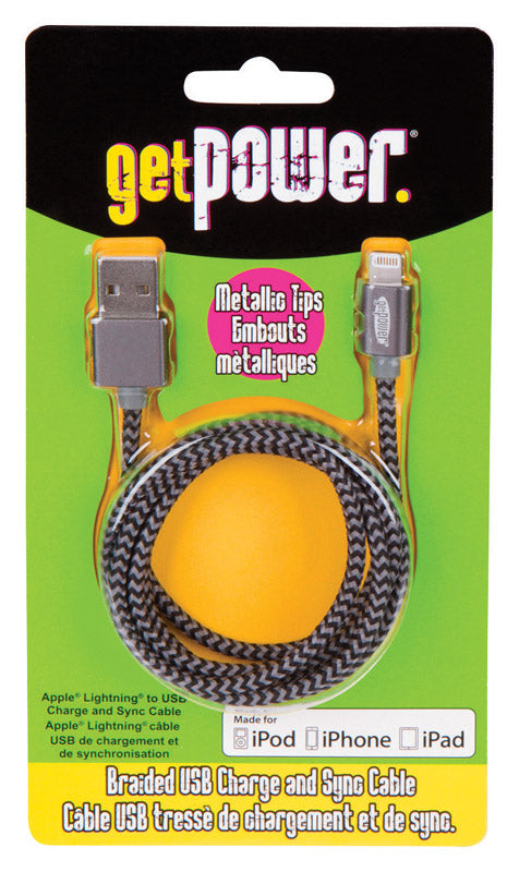 GETPOWER - GetPower 3 ft. L Lightning Cable 1 pk - Case of 6