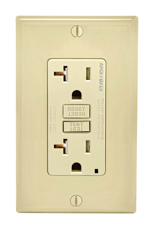 LEVITON - Leviton SmartlockPro 20 amps 125 V Duplex Ivory AFCI/GFCI Dual Function Outlet 5-20R 1 pk