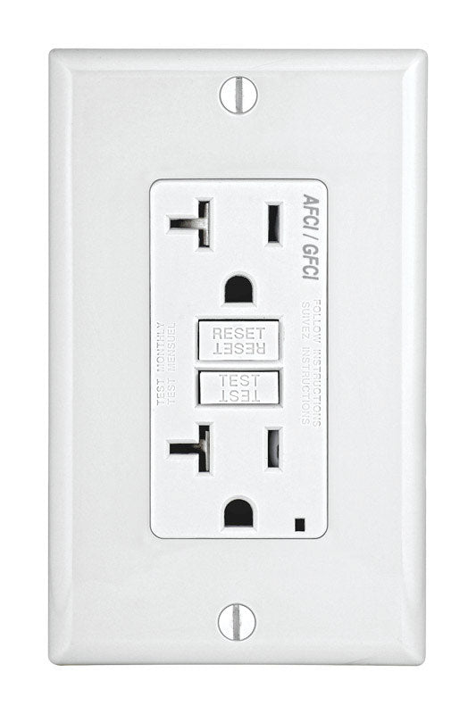 LEVITON - Leviton SmartlockPro 20 amps 125 V Duplex White AFCI/GFCI Dual Function Outlet 5-20R 1 pk