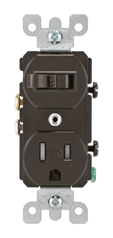 LEVITON - Leviton 15 amps 120 V Brown Combination Switch/Outlet 5-15R 1 pk