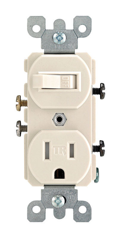 LEVITON - Leviton 15 amps 125 V Duplex Light Almond Combination Switch/Outlet 5-15R 1 pk