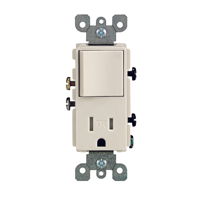 LEVITON - Leviton Decora 15 amps 125 V Light Almond Combination Switch/Outlet 5-15R 1 pk