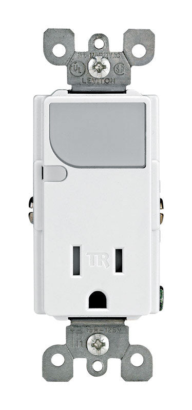 LEVITON - Leviton Decora 15 amps 125 V White Outlet/Guide Light 5-15R 1 pk