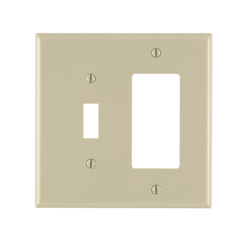 LEVITON - Leviton Midway Ivory 2 gang Thermoplastic Nylon Decorator/Toggle Wall Plate 1 pk