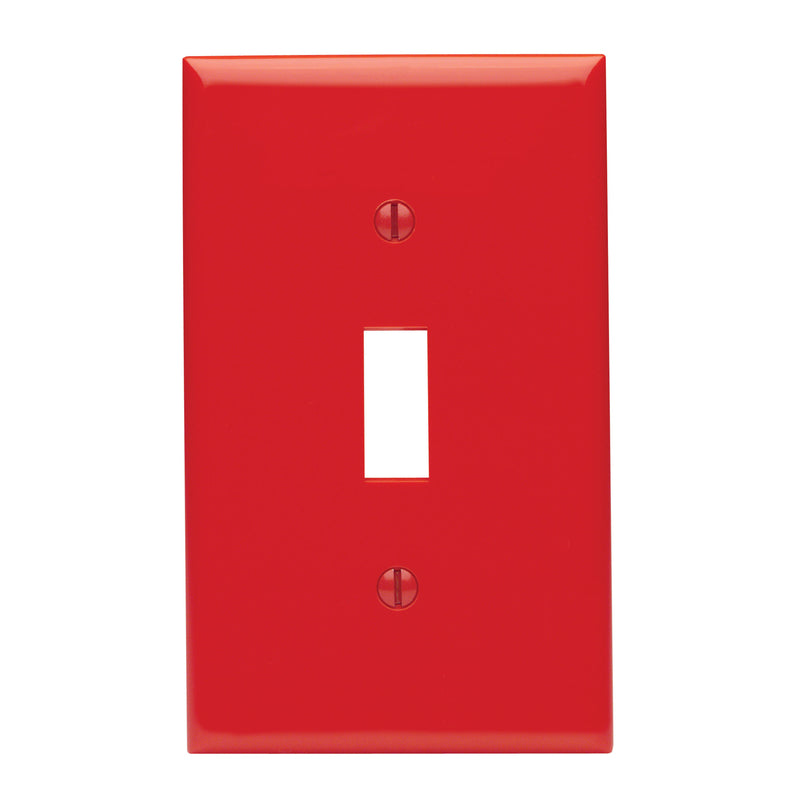 LEVITON - Leviton Red 1 gang Thermoplastic Nylon Toggle Wall Plate 1 pk