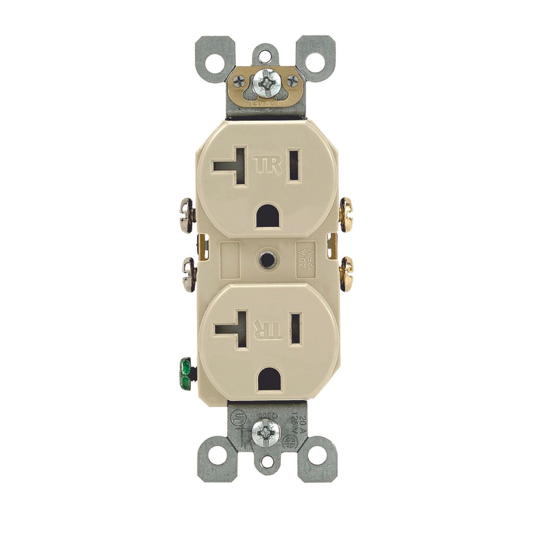 LEVITON - Leviton 20 amps 125 V Duplex Ivory Tamper Resistant Outlet 5-20R 1 pk