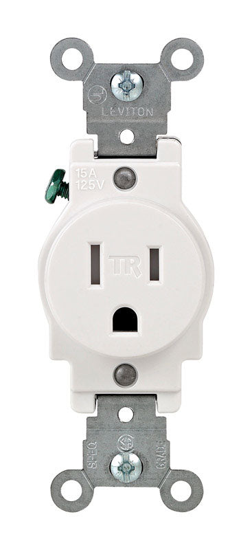 LEVITON - Leviton 15 amps 125 V Single White Tamper Resistant Outlet 5-15R 1 pk