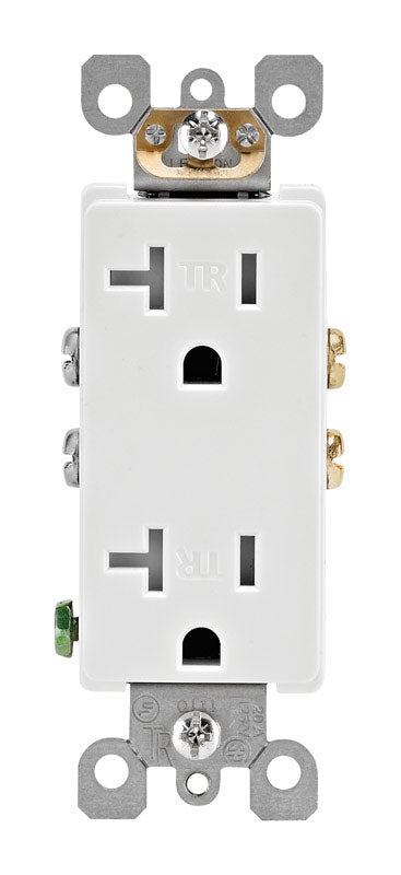 LEVITON - Leviton Decora 20 amps 125 V Duplex White Outlet 5-20R 1 pk